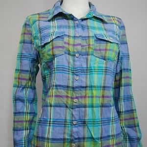 Aeropostale Women's Plaid Long Sleeve Button Up